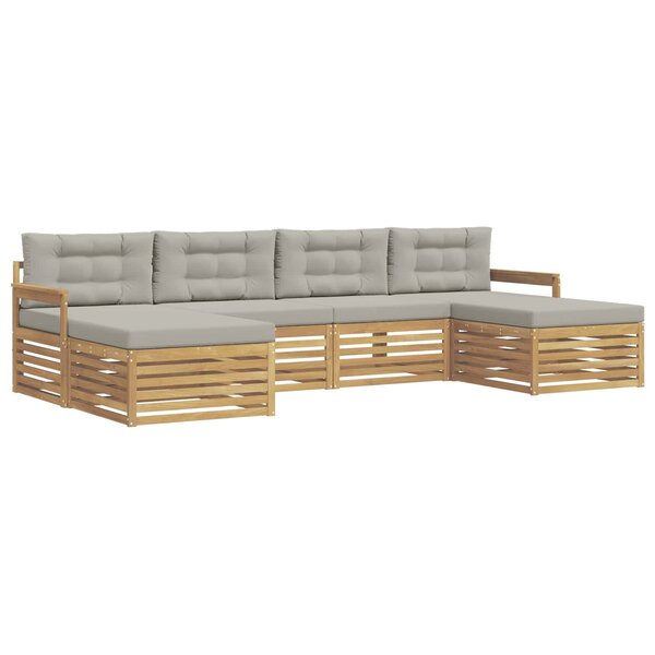 vidaXL Ensembles de canapés avec coussin 6 Pièces Blanc et gris clair