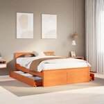 vidaXL Cadre de lit sans matelas avec tête de lit brun cire 160x200 cm