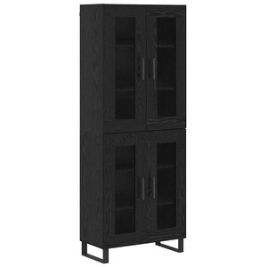 vidaXL Haut Armoire 2 Pièces Chêne noir Bois Aggloméré et Verre