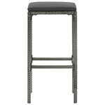 vidaXL Meuble de bar de jardin 4 Pièces avec coussins Résine tressée Gris