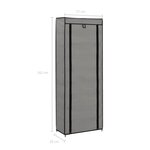 vidaXL Armoire à chaussures avec housse Gris 57x29x162 cm Tissu