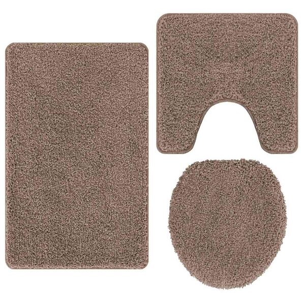 vidaXL Ensemble de tapis de bain antidérapants 3 Pièces Marron 50 x 50 cm