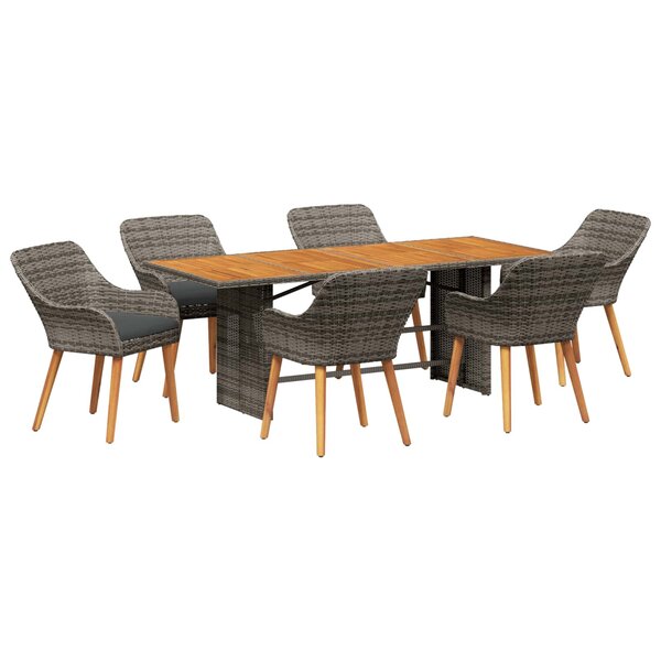 vidaXL Ensemble de salle à manger pour jardin 7 pc Gris polyrotin