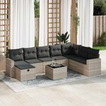 vidaXL Salon de jardin 9 Pièces avec coussins gris clair résine tressée