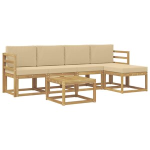 vidaXL Ensemble de canapés d'extérieur 6 pc Blanc et Beige