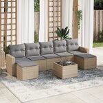 vidaXL Salon de jardin avec coussins 8 Pièces beige résine tressée