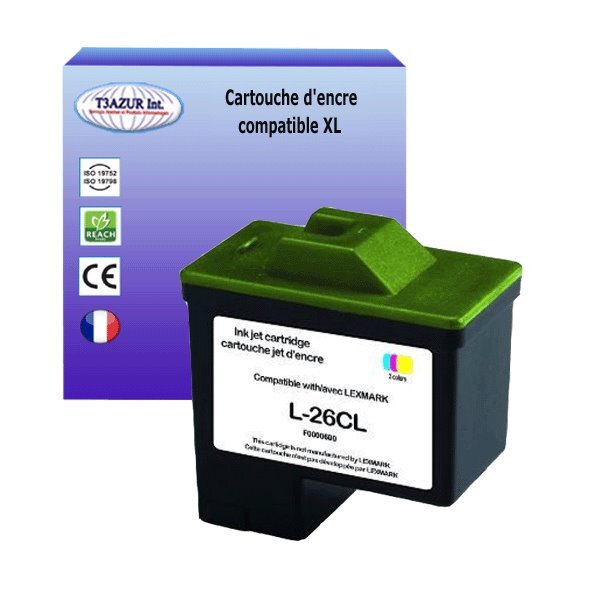Cartouche compatible Lexmark 26 pour Lexmark X1170, X1180, X1182, X1185, X1190, X1195, X1210, X1250, X1270 Couleur - T3AZUR