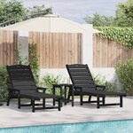 vidaXL Mobilier de jardin lounge 2 Pièces Noir 53 x 195.5 x 30cm