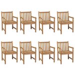 vidaXL Chaises de jardin 8 Pièces avec coussins beige Bois de teck solide