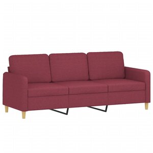 vidaXL Canapé à 3 places Rouge bordeaux 180 cm Tissu