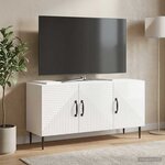 vidaXL Meuble TV Blanc brillant 99 x 34 5 x 50 cm Bois d'ingénierie