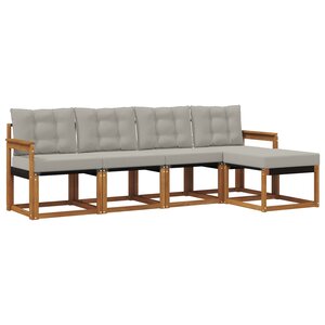 vidaXL Ensemble de canapés d'extérieur 5 pc Gris Naturel et Clair