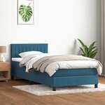 vidaXL Sommier à lattes de lit et matelas bleu foncé 90x210 cm velours