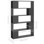 vidaXL Bibliothèque/Séparateur de pièce Gris brillant Bois ingénierie