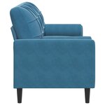 vidaXL Canapé 3 places avec oreillers décoratifs bleu 180 cm velours