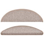 vidaXL Tapis d'escalier 15 pièces 56 x 17 x 3 cm Marron clair Demi-rond