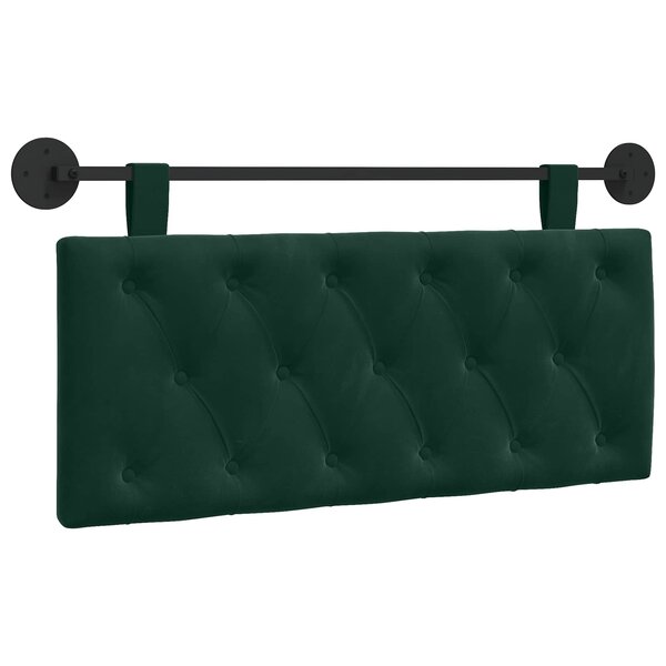 vidaXL Tête de lit suspendue Avec lumière LED Vert foncé Velours