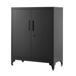 Caisson de bureau placard polyvalent armoire de bureau à 2 portes verrouillable meuble de rangement en acier pour bureau salon noir 12_0004829