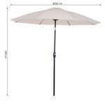 Parasol inclinable aluminium fibre de verre polyester diamètre 2 65 m coloris crème