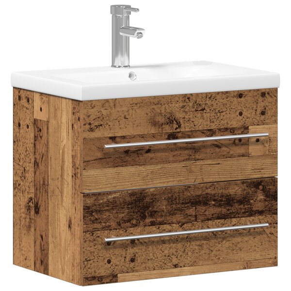 vidaXL Meuble sous lavabo avec lavabo intégré en bois ancien