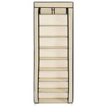 vidaXL Armoire à chaussures avec housse Crème 57x29x162 cm Tissu