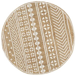 vidaXL Tapis fait à la main Jute avec imprimé blanc 120 cm