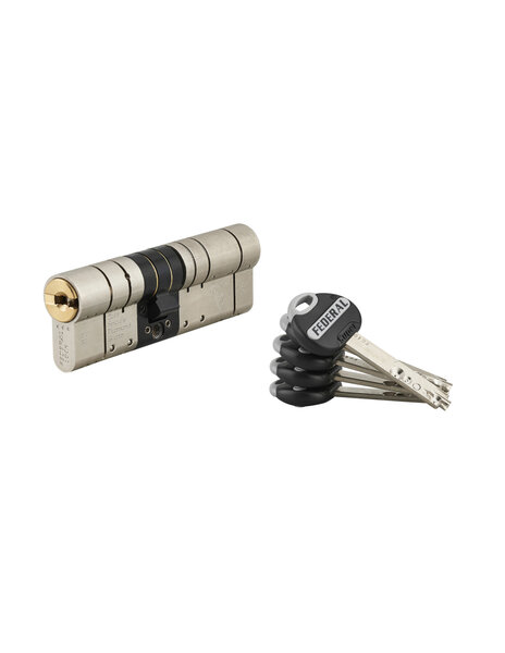 THIRARD - Cylindre de serrure double entrée Federal 2  42x50mm  nickel  anti-arrachement  anti-perçage  5 clés - THIRARD