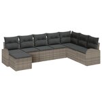 Canapé de Jardin 8 Pièces vidaXL avec Coussins Gris en Rattan