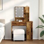 vidaXL Coiffeuse avec LED vieux bois 86 5x35x136 cm