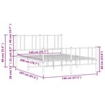 vidaXL Cadre de lit métal sans matelas avec pied de lit noir 140x200cm