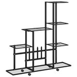 vidaXL Support pour plantes sur roues 94 5x25x92 5 cm Noir Métal