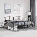vidaXL Cadre de lit métal sans matelas avec pied de lit noir 183x213cm