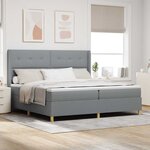 lit box avec matelas et lumière LED gris clair 200x200 cm en tissu