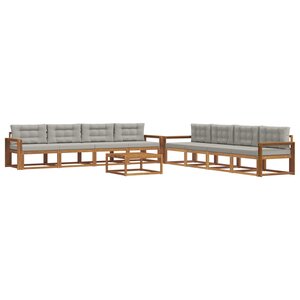 vidaXL Ensemble de canapés d'extérieur 9 Pièces Gris Naturel et Clair