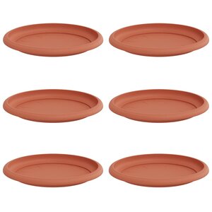 vidaXL Plateau à fleurs rond 6 pc Rouge brique Ø 17 5 x 2 cm Plastique