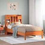 vidaXL Lit bibliothèque sans matelas cire marron 90x200 cm pin massif