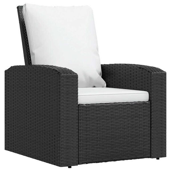 vidaXL Fauteuil inclinable de jardin avec coussins noir résine tressée