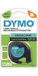 DYMO LetraTag rubans Plastique 12mm x 4m Noir/Vert (compatible avec DYMO LetraTag LT100H)