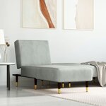 vidaXL Chaise longue gris clair velours