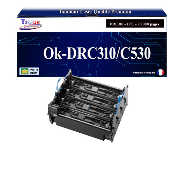 T3AZUR - Tambour compatible avec Oki C500  C510  C510DN  C511DN  C530  C530DN  C531DN Noir