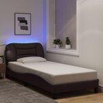 vidaXL Cadre de lit avec LED sans matelas marron foncé 90x190 cm tissu