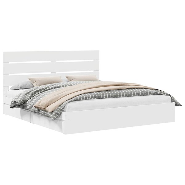 vidaXL Lit de Rangement Blanc 200 x 200 cm Bois d'ingénierie
