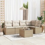 vidaXL Ensemble de canapé de jardin avec coussin 6 Pièces Beige  Crème