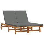vidaXL Transat 2-personne Marron 125 x 200 x 84cm Bois d'acacia massif