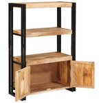 vidaXL Bibliothèque avec portes Bois de mangue massif brut et métal