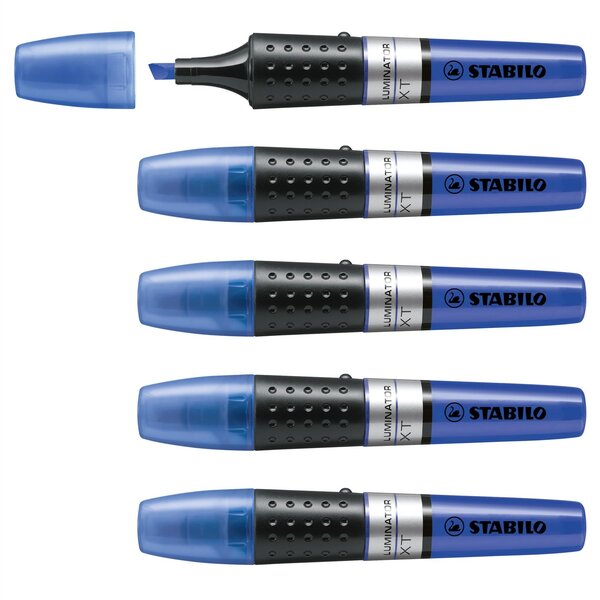 Surligneur LUMINATOR Niveau Visible Pointe Biseautée bleu foncé x 5 STABILO