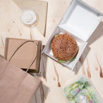 Boîtes hamburger compostables kraft - lot de 150 ou 200 - fiesta green -  - carton