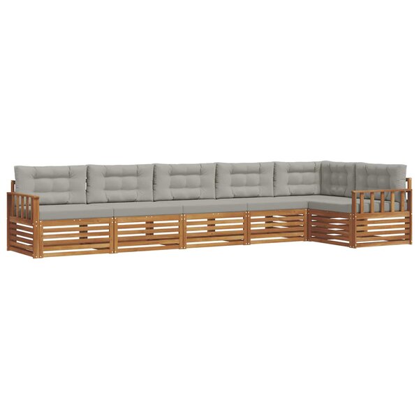 vidaXL Ensemble de canapés d'extérieur 6 pc Gris Naturel et Clair