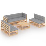 Salon de jardin meuble d'extérieur ensemble de mobilier 8 pièces avec coussins bois de pin massif 02_0017501