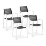 Lot de 4 chaises salon salle à manger restaurant cafés bureaux terrasses salles d'attente 150 kg max dossier avec fentes d'aération accoudoirs gris 14_0005995